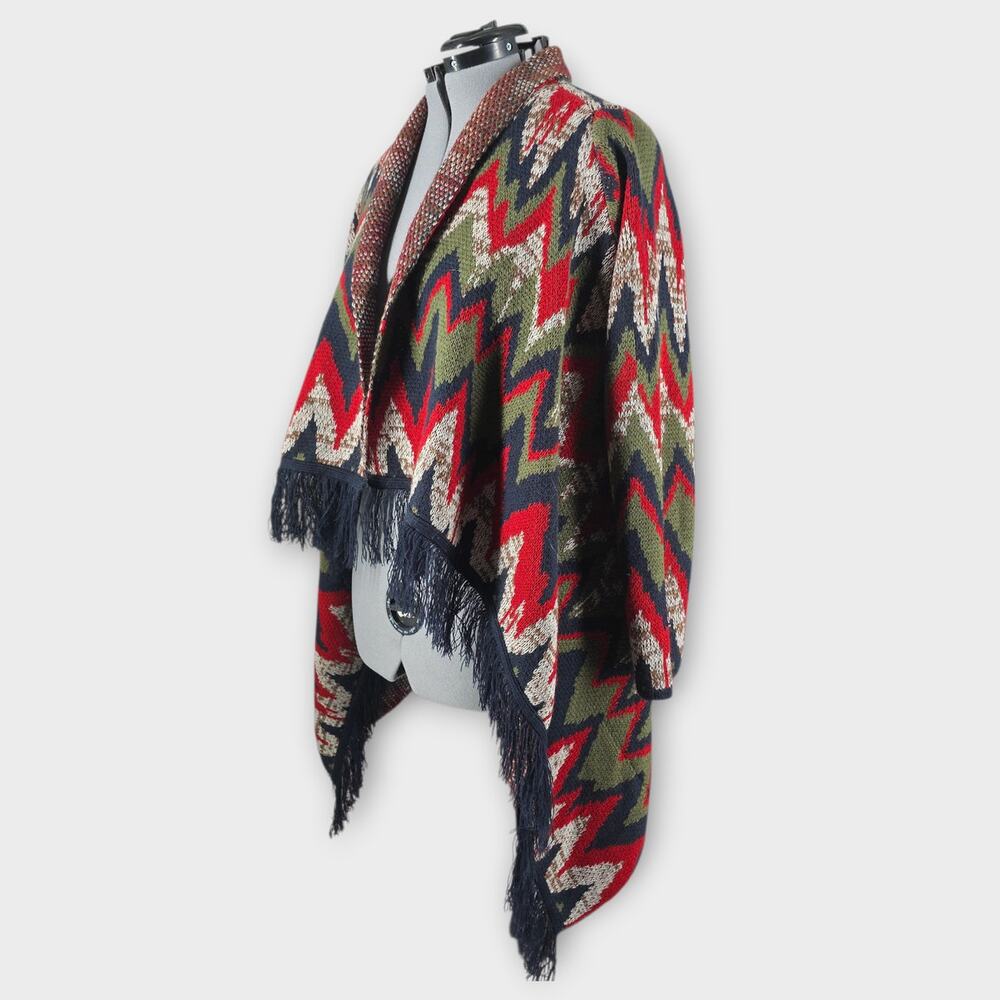 Cato Cardigan Sweater Women's XL Open Front Knit Zig Zag Asymetrical Fringe - Picture 2 of 6